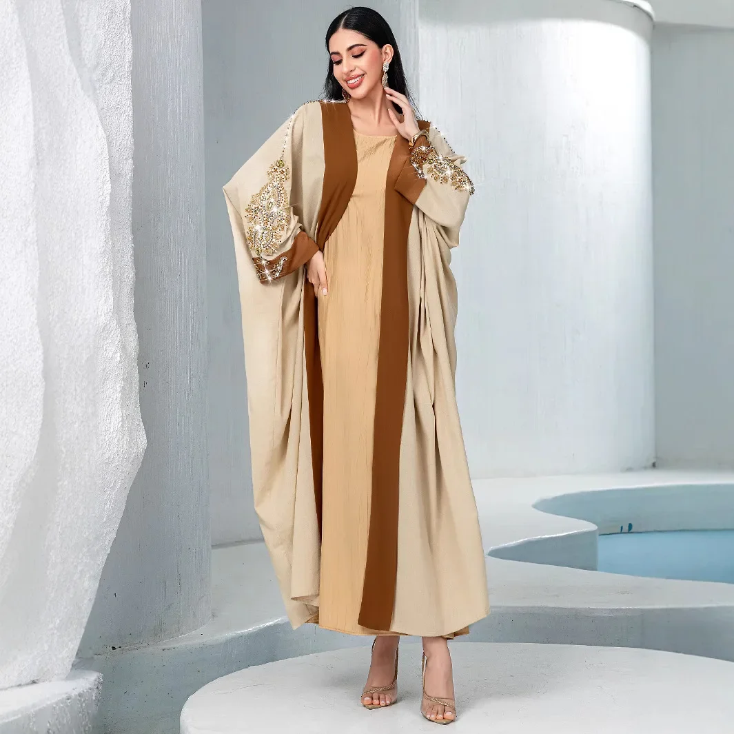 Diamants de luxe Abaya Kimono femmes arabe Robe musulmane dubaï Caftan marocain Kebaya Ramadan Islam vêtements Eid ouvert Abayas Robe