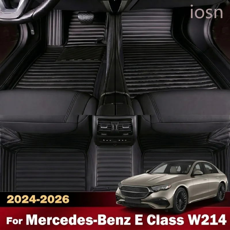 Custom Car Floor Mats for Mercedes-Benz E Class W214 2024 2025 2026 Stripe Waterproof Foot Pads Carpets Auto Interior Styling