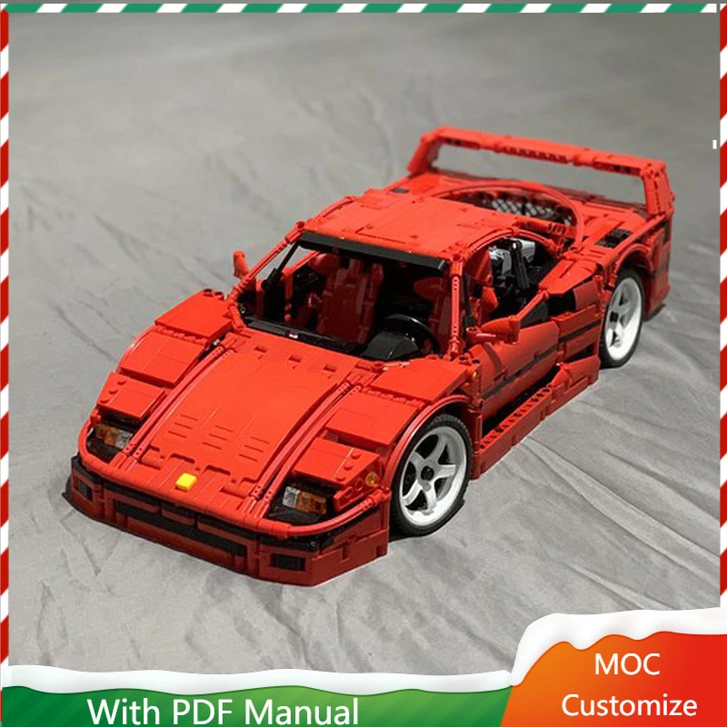 

НОВЫЙ 2596 шт., хит продаж, Moc, технические гонки F-40, красная модель суперкара, строительные блоки, скоростной автомобиль, кирпичи, игрушки, подарки для детей и взрослых