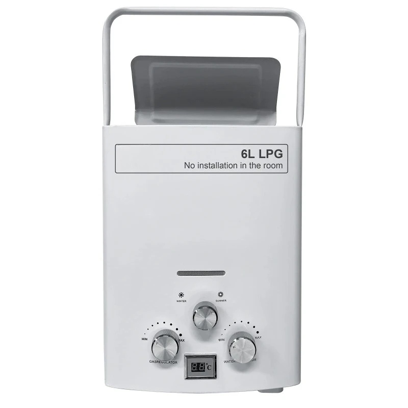 6L Portable Gas Water Heater Instant Bathroom Heating for Travel Outdoor Camping Car Use Boiler