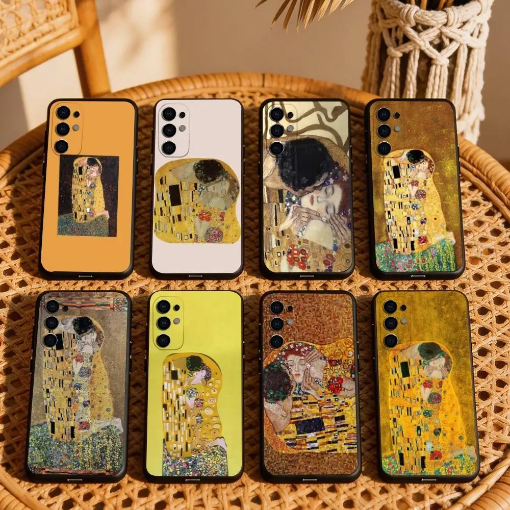 T-The K-Kiss G-Gustav K-Klimt Painting Phone Case For Samsung S25,S24,S21,S22,S23,S30,Ultra,S20,Plus,Fe,Lite,Note,10,Black Cover