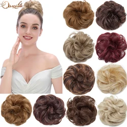 Snoilite Synthetic Women Chignon Hair Elastic Hair Bun Wrap On Messy Bun Ponytails Curly Scrunchy Chignon For Women 35color