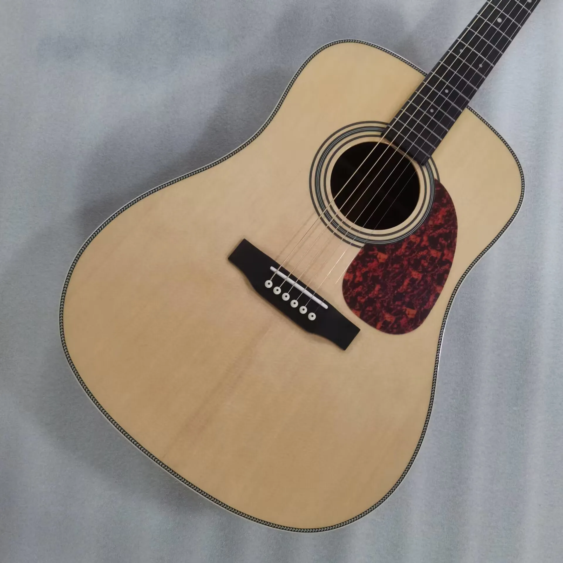 Professional custom upgrade Solid HD28 Acoustic Guitar, ebony fingerboard one piece head Dreadnought folk guitar