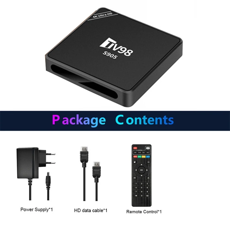 TV98 TV Box 1G+8G Set Top Box S9054K Android 12 Smart TV Box RJ45 10M 100M TV98 Media Player Durable EU Plug