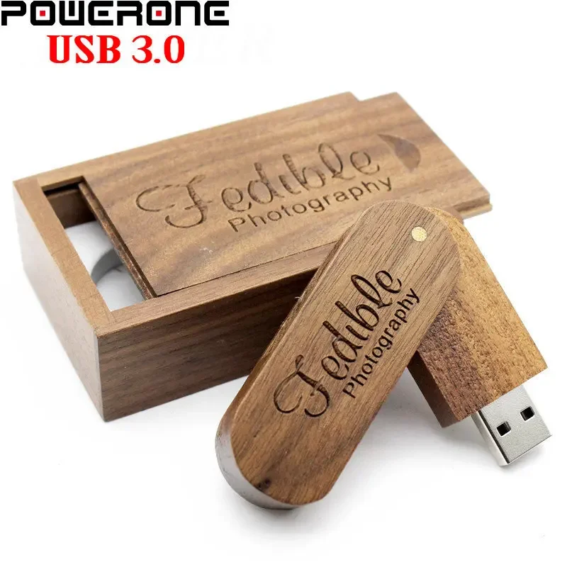 Free Custom Logo USB 3.0 Flash Drives 64GB Wooden Box Pendrives 32GB Wedding Gift Memory Stick 16GB Photography Pen Drive 8GB