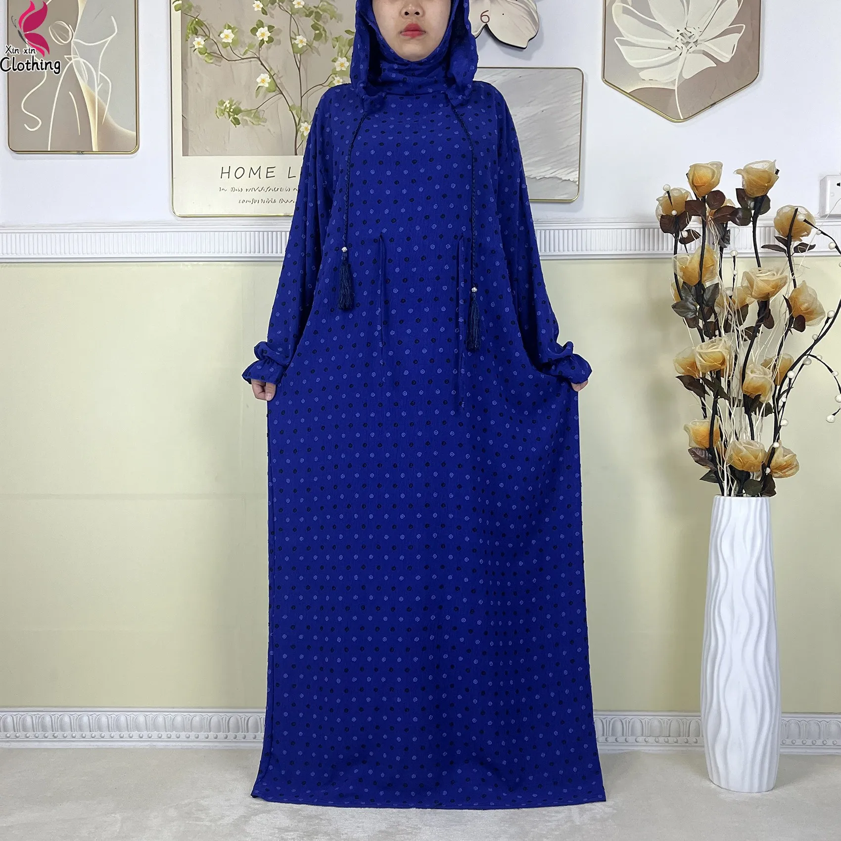 Nuevo vestido de algodón de Ramadán para mujer, caftán Maxi holgado con cintura doble, Abaya musulmana, Dubai, Turquía, ropa de oración islámica