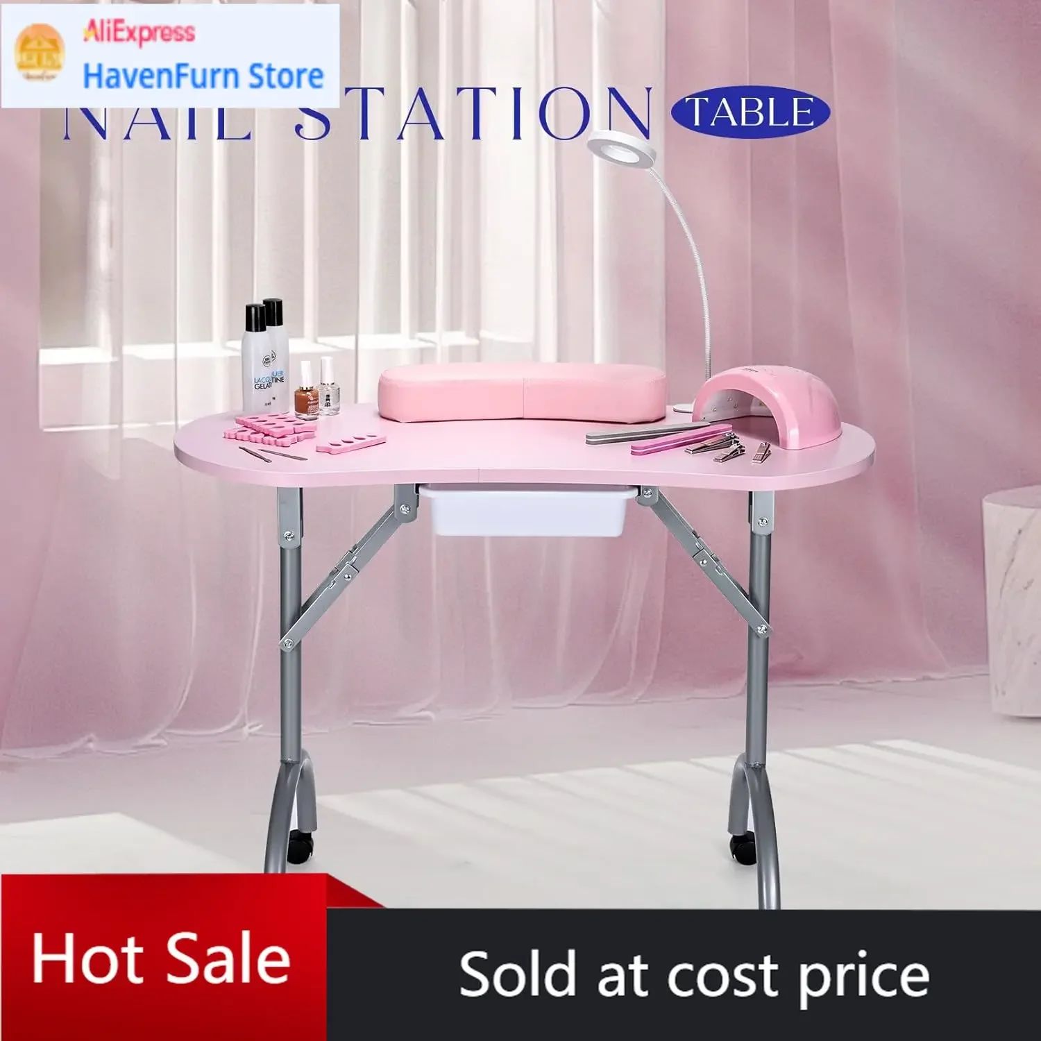 

Activity pricePortable Nail Table Manicure Desk Foldable Nails Tech Station Professional Nail Desk with Drawer & Wrist Rest Whee