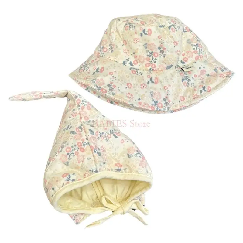 

C9GB Big Brim Caps Basin Hat Long Tail Hat Soft Hat for Infants Toddlers 5-15 Months