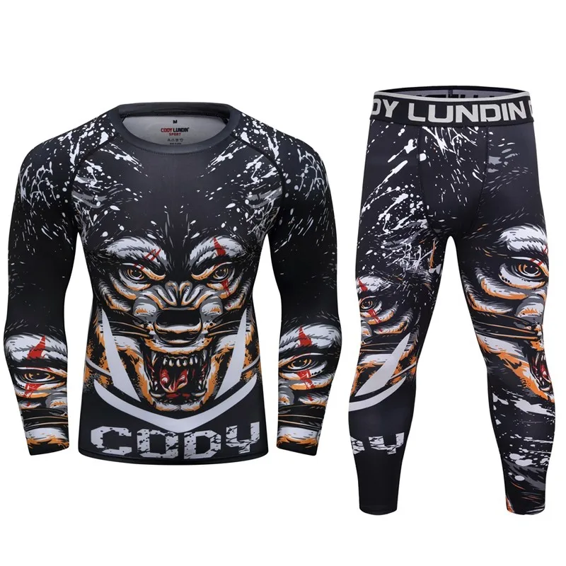 MMA BJJ Rashguard تي شيرت طفح الحرس اللياقة البدنية رياضية الملاكمة جيرسي مجموعة الملاكمة التايلاندية ضغط الرجال MMA كيك بوكسينغ الرياضة البدلة 03