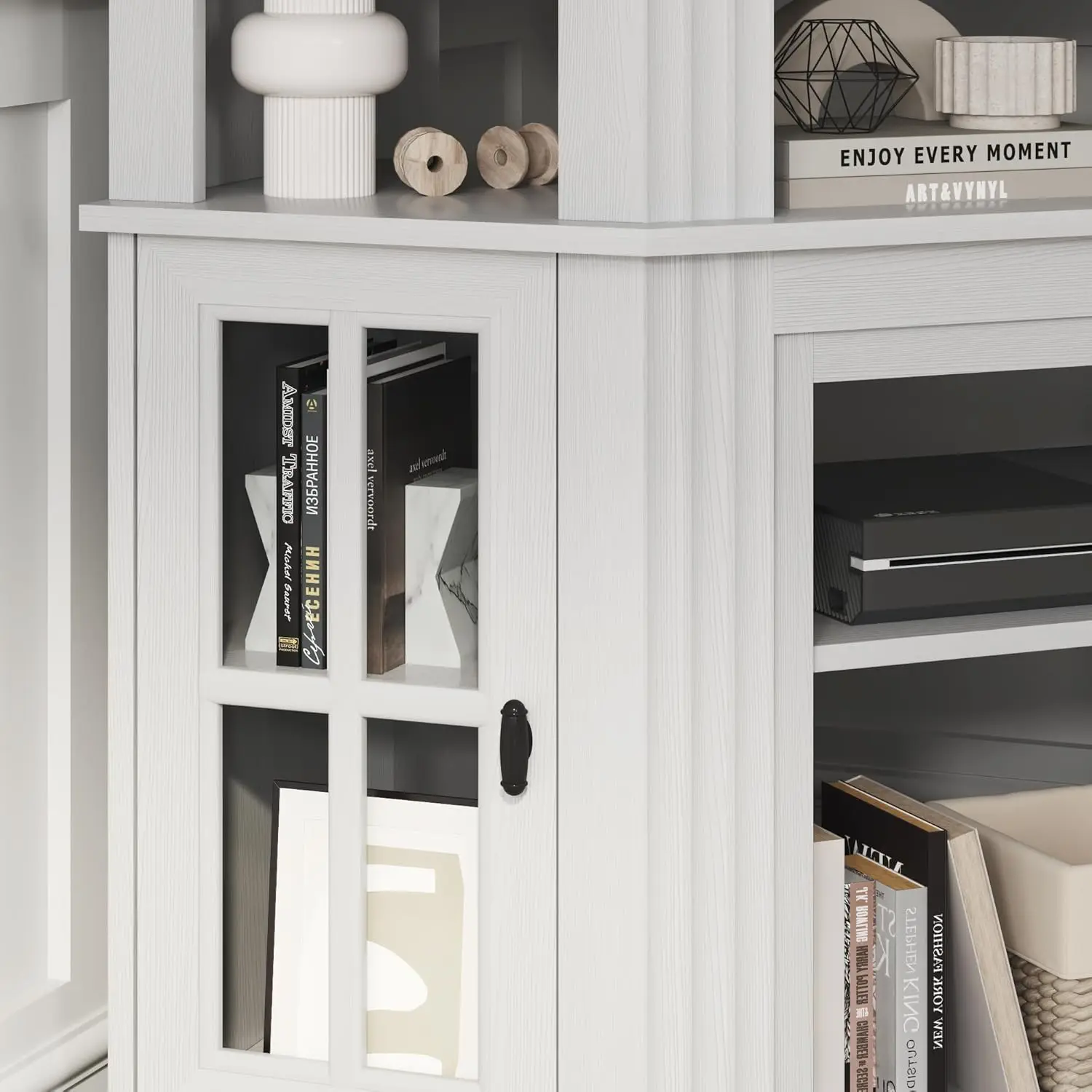 حامل تلفزيون مدفأة زاوية للتلفزيون حتى 55 بوصة مع خزائن تخزين ومركز ترفيهية ووحدة تحكم الوسائط لغرفة المعيشة #6