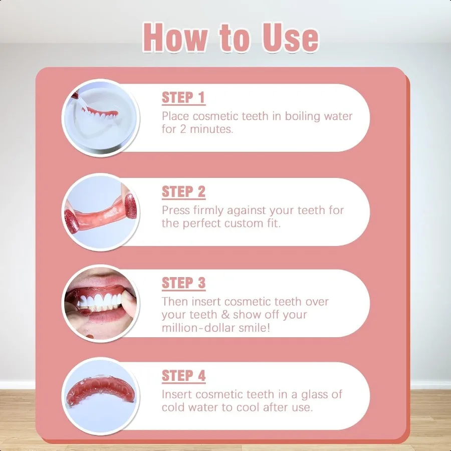 Kit di riparazione dei denti Protesi per donne e uomini Protesi in silicone Superiore e inferiore Fissa il tuo sorriso a casa entro i minuti Sha naturale