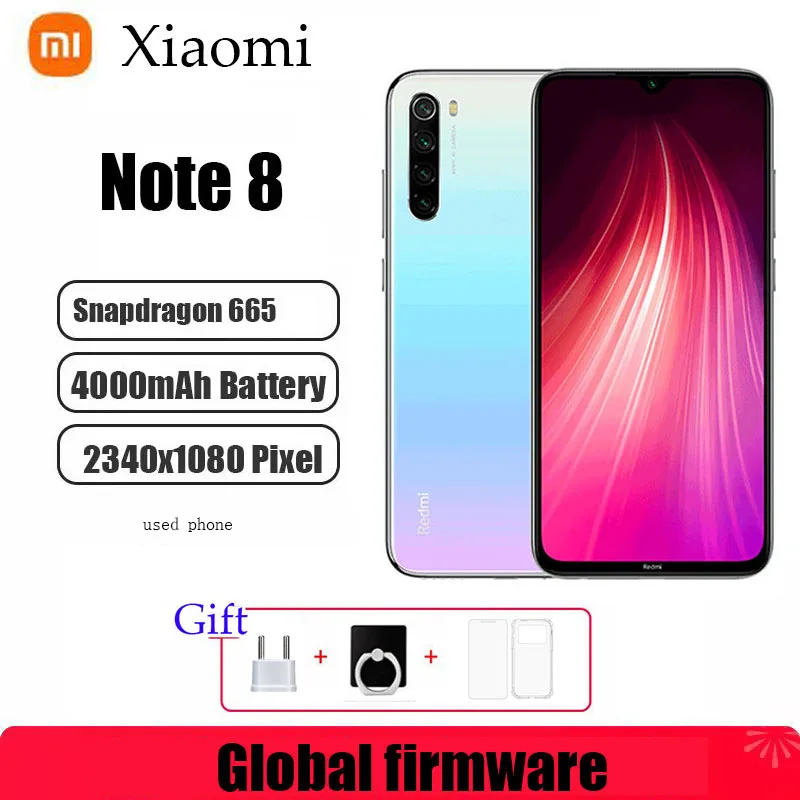 البرامج الثابتة العالمية هاتف Xiaomi Redmi Note 8 الذكي مع حافظة هاتف أندرويد أصلية بطارية 4000 مللي أمبير في الساعة رباعية Cmaera هاتف مستعمل #1
