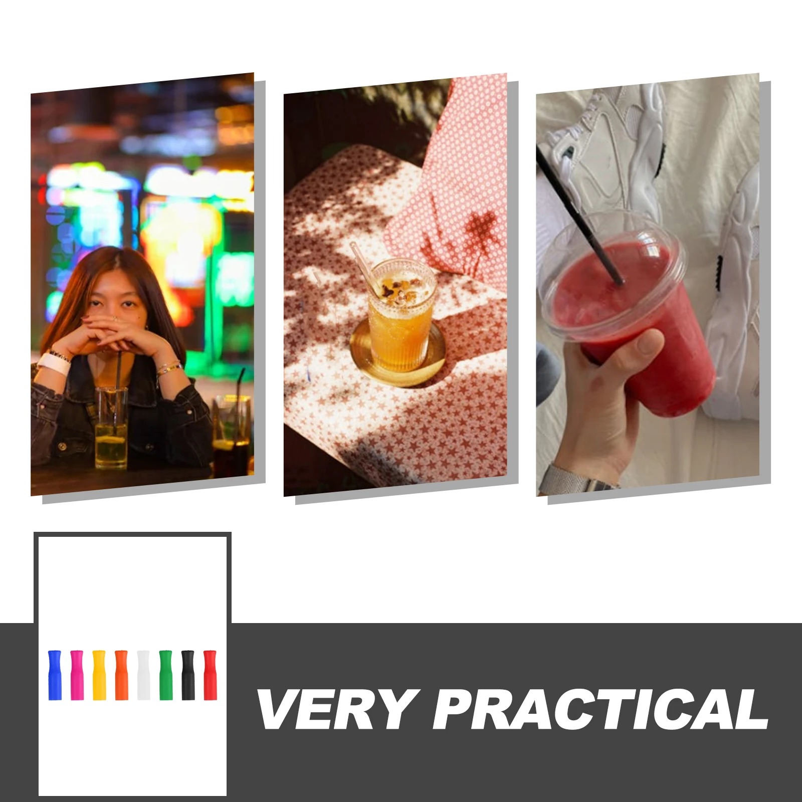

32 Pcs Tips Food Grade 6mm Diameter Covers for Metal Drinking Cover Straw 8 Color Options Straw Sleeve Protector