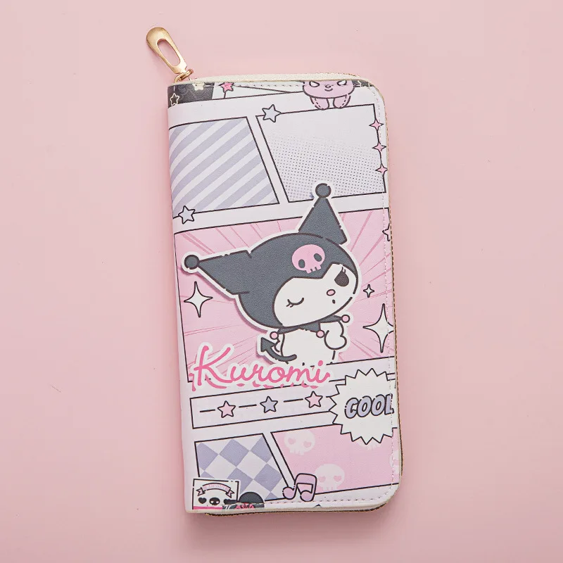 Sanrio Anime Kuromi Long Wallet Student Cartoon Large-capacity Fashion Wallet Zipper Card Bag Clutch Bag Gift