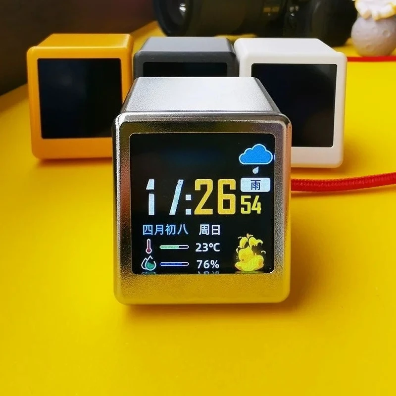 1.54-Inch LCD display WIFI digital weather clock, creative and simple desktop electronic black technology ornament