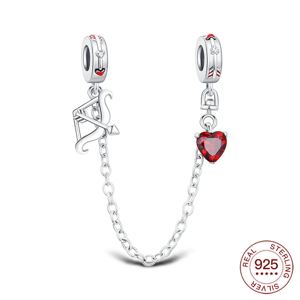 

Очаровательная цепочка из стерлингового серебра 925 пробы с сердечками, защитная цепочка для самостоятельного изготовления модных ювелирных изделий, бусины на День святого Валентина, женская повседневная одежда, подарок