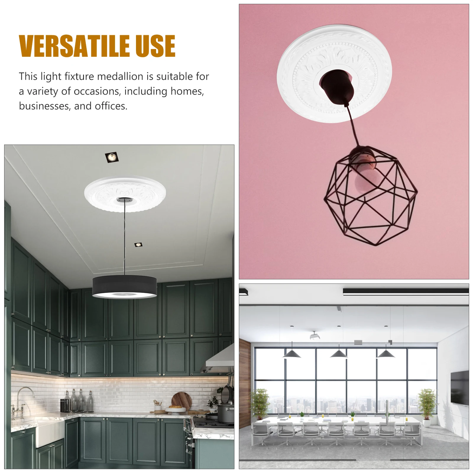 

1pcs White PU PVC Ceiling Medallion Round Light Base Decorative Disc for Home Office French Style Building Materials
