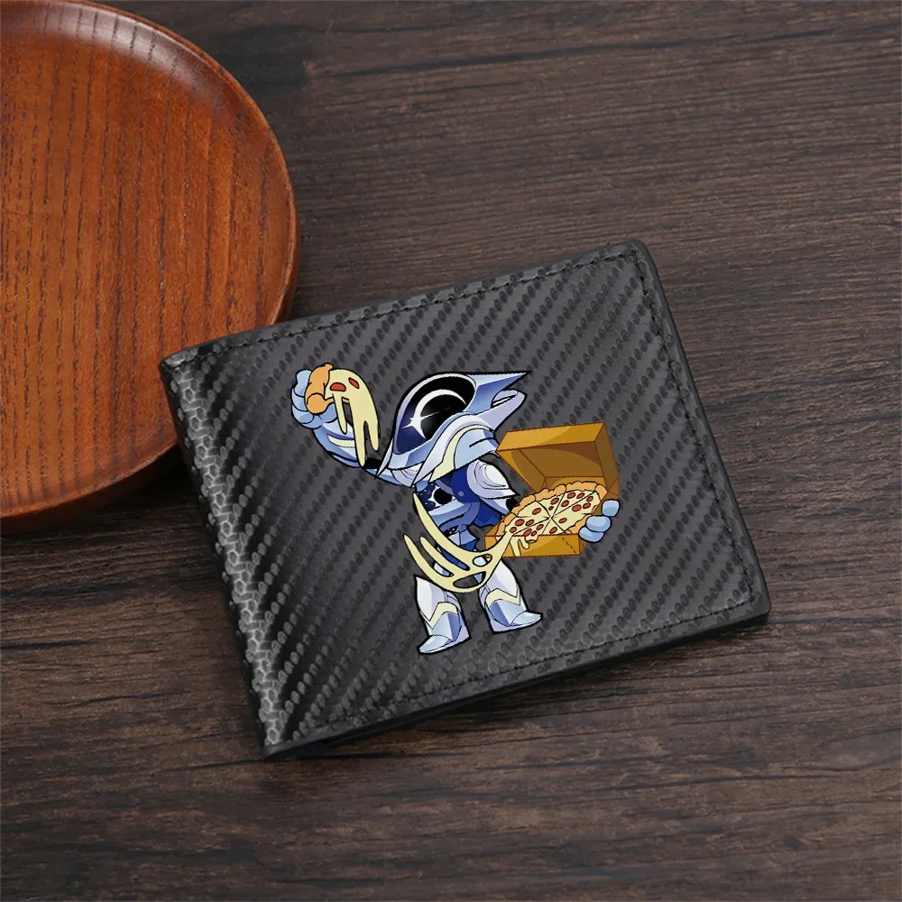 Knight holding pizza and slice. Food delicious. Men's Wallets Simple Business Modern Stylish Printing Design Gifts For Father Bo