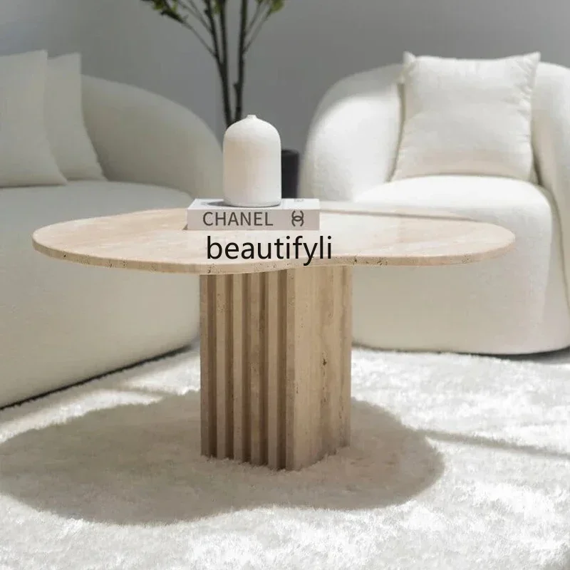 

yj7 Natural travertine coffee table living room home creative cloud shape coffee table designer wabi sandy wind2005