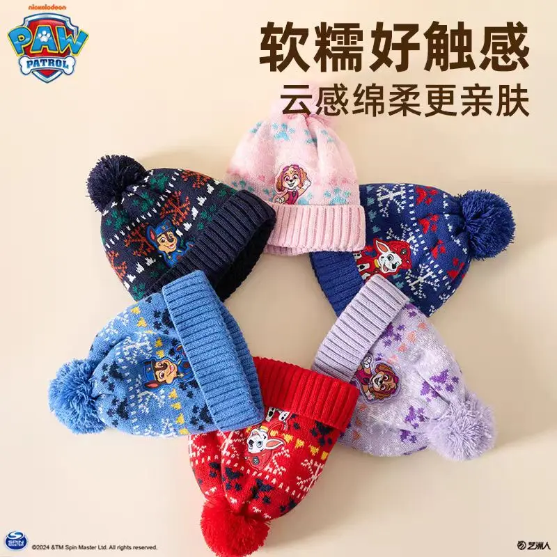 Genuine Paw Patrol Cartoon Baby Knitted Hat Autumn Winter Warm Hat for Boys Girls Soft Comfortable Cap Kids Bonnet Age 2-6Y