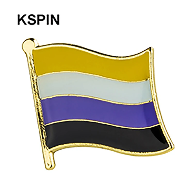 Non-binary Pride Pins Lapel Pins LGBT Community Nonsexuality Brooch Rainbow Flag Peace Love Heart Badge Enamel Pin Jewelry