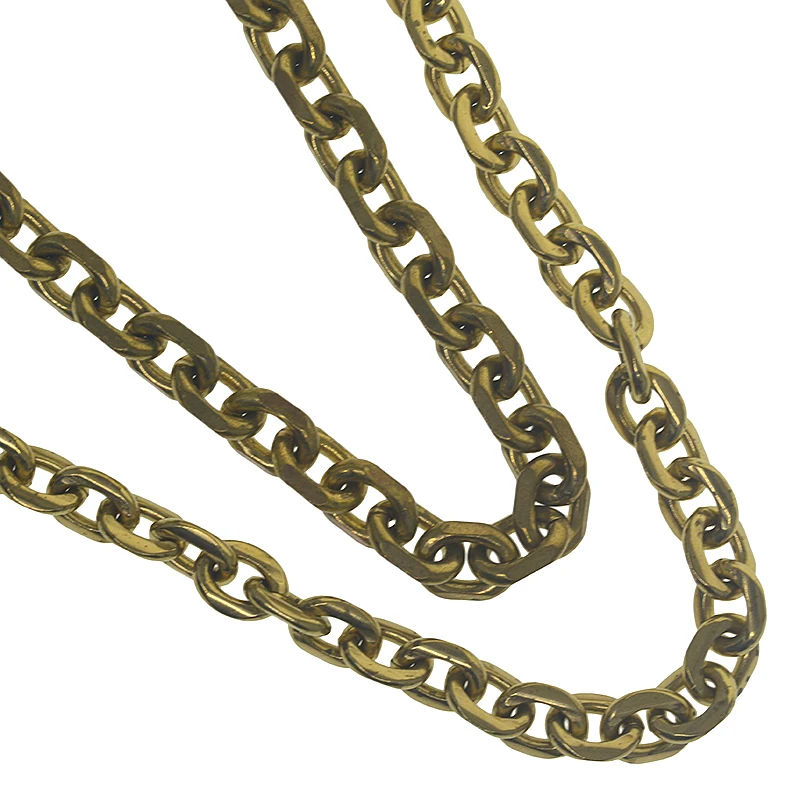 custom length  biker brass made 9mm thick 30cm-100cm long sweden carved anchor link chain necklace wallet jean FOB keychain DIY