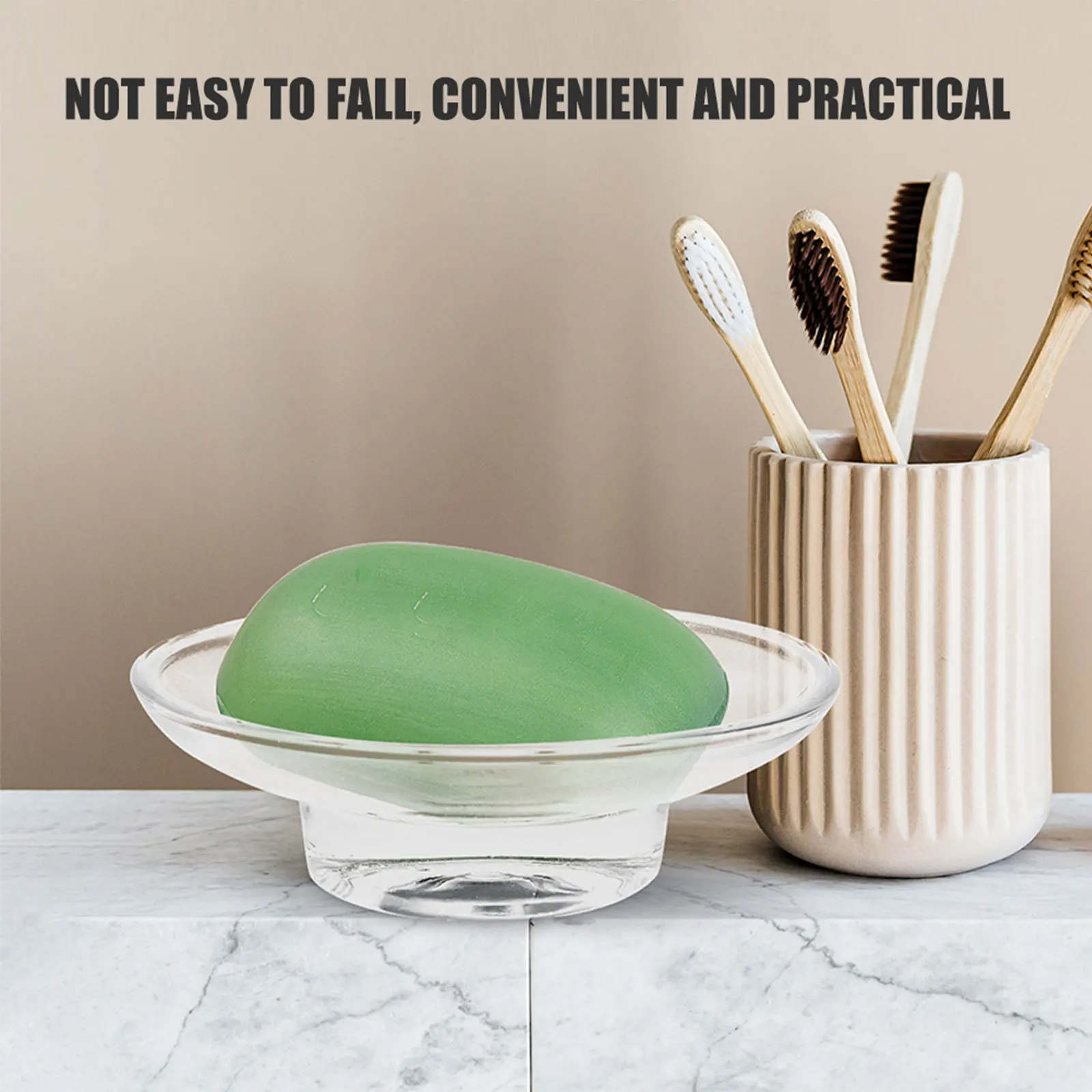 4 Pcs Decorative Soap Tray for Bathroom Glass Dish Holder Shower Kitchen Countertop