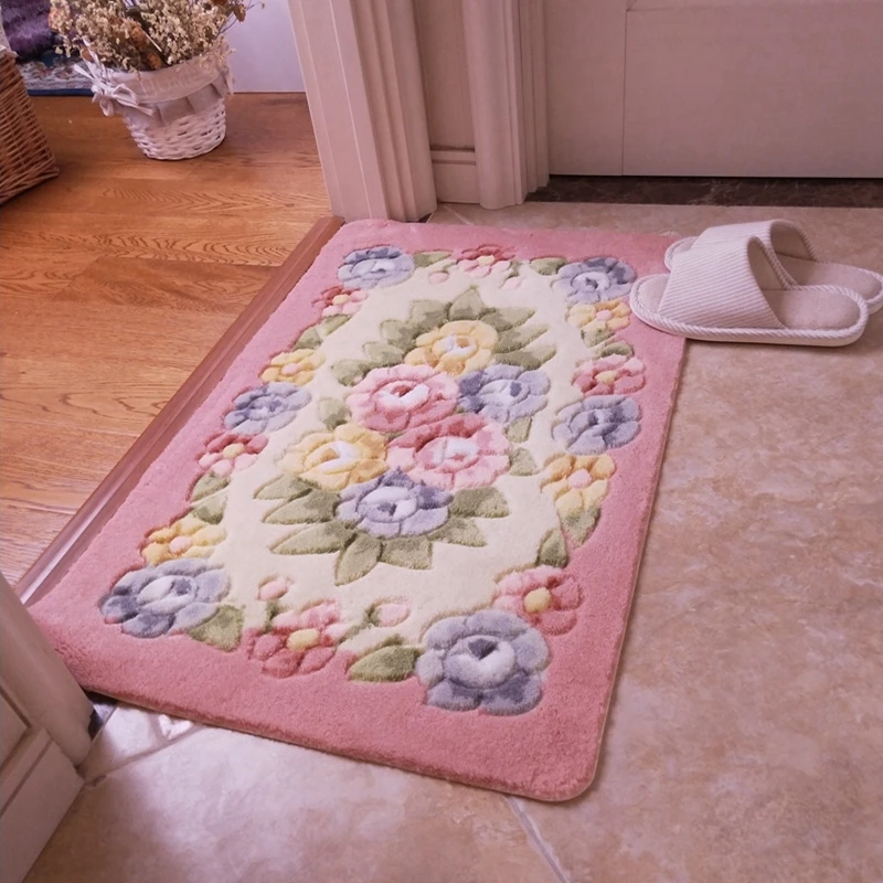 

3D вырезанный цветок коврик для входной двери lway домашний входной ковер спальня внутренний коврик волокнистый материал цветочный узор hine Waable