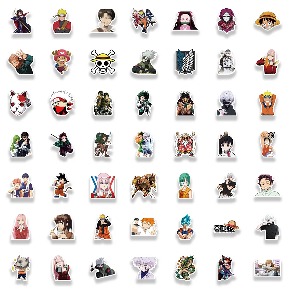 50/100PCS Mix Anime Demon Slayer Jujutsu Kaisen My Hero Academia Stickers Laptop Suitcase Car Cartoon Decoration Sticker Kid Toy