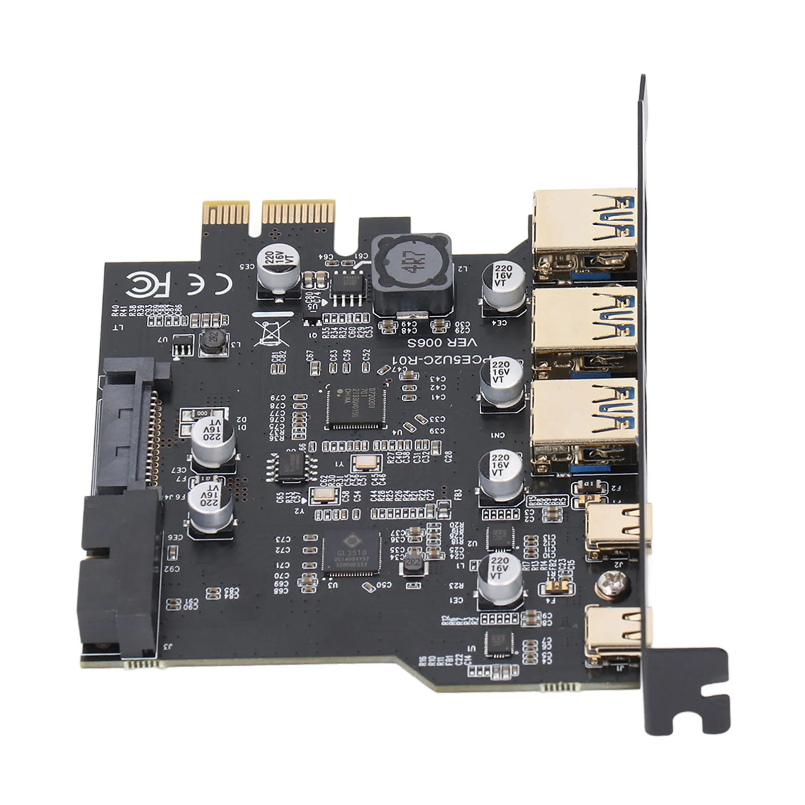 

PCIe To USB 3.2 Card Stable High Speed 5 Port 2 USB Type C PCIe Expansion Card Easy Installation for Desktop PC for OS X