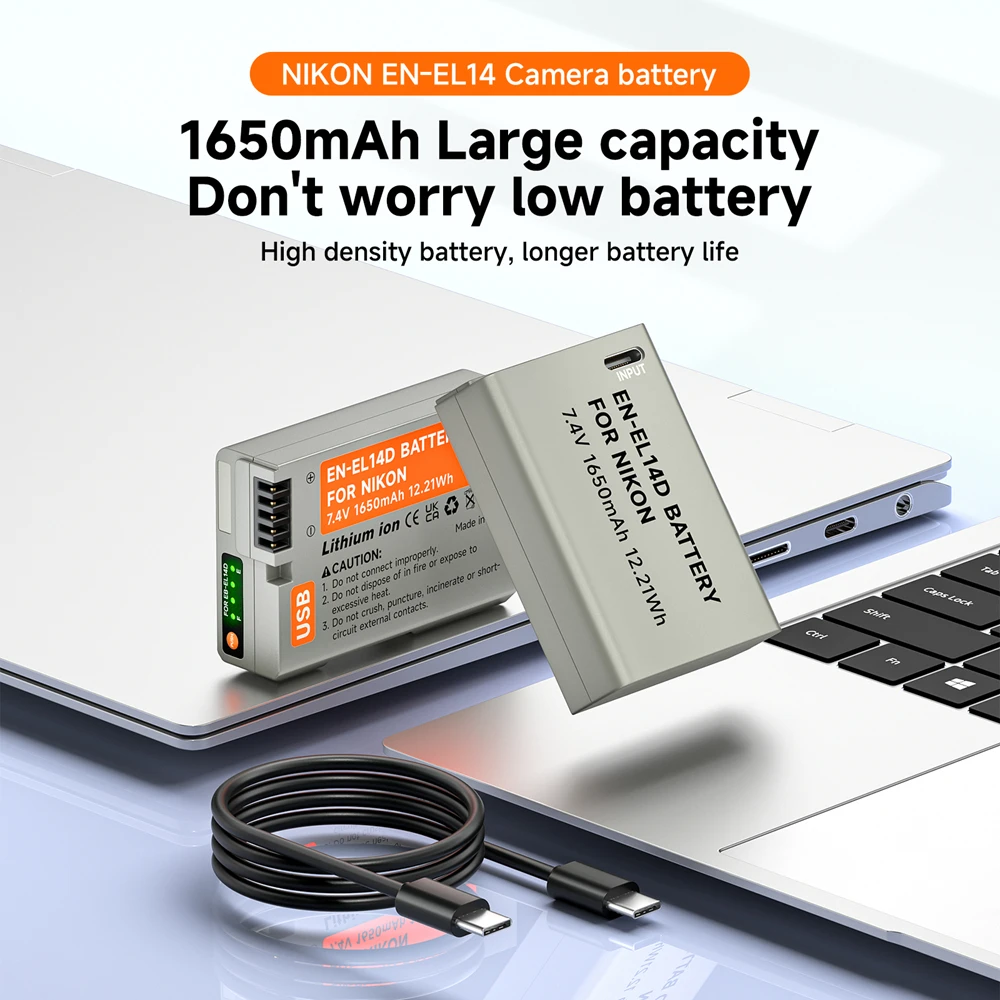 PALO 1650mAh EN EL14 EL14a EN-EL14 EN-EL14a USB Camera Battery For Nikon P7000 P7800 D3100 D3400 D3500 D5100 D5300 D5600 P7700