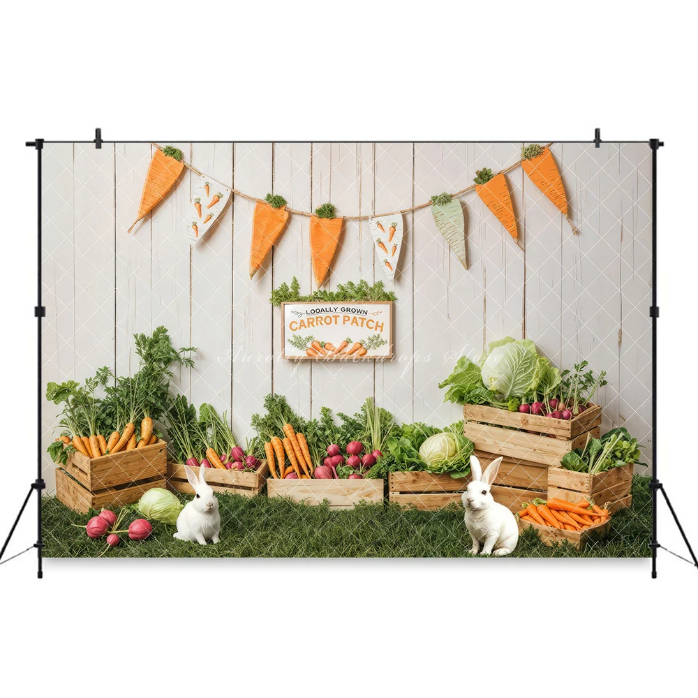 Easter Themed Background Kids Child Cake Smash Photocall Decors Garden Bunny Carrot Eggs Adult Baby Photography Studio Backdrop