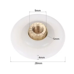 1 Pc Nylon & Brass Shower Door Rollers Wheel Bathroom Glass Sliding Door Roller Bearing Pulley Wheel Runner Door Hardware 28mm