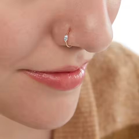 Aide 925 Sterling Silver Sparkling CZ Zircon Nose Ring Clips Septum Ring Hoop Cartilage Tragus Helix Small Piercing Nose Rings