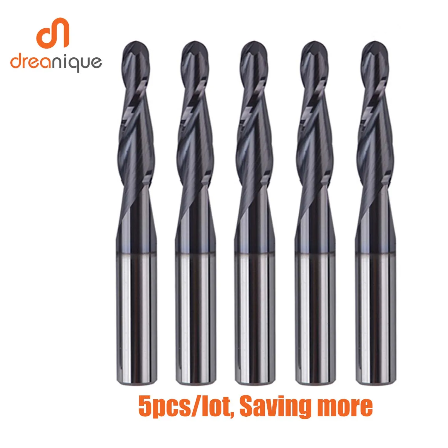 Dreanique-tungsten Carboneto Sólido Bola Nariz Cortador de Gravura End Mill para Madeira e Metal Flautas mm mm Cnc Pcs por Lote