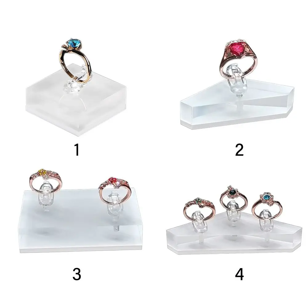 Estante de exhibición de joyería de acrílico, organizador transparente, bandeja, soportes para anillos, expositor de joyas, soportes para anillos de almacenamiento