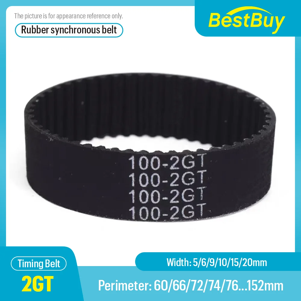 2GT Timing Belt Perimeter 60mm-152mm Width 5/6/9/10/15/20mm Rubber Closed GT2 Synchronous Belt Pitch 2mm for 3D Printer