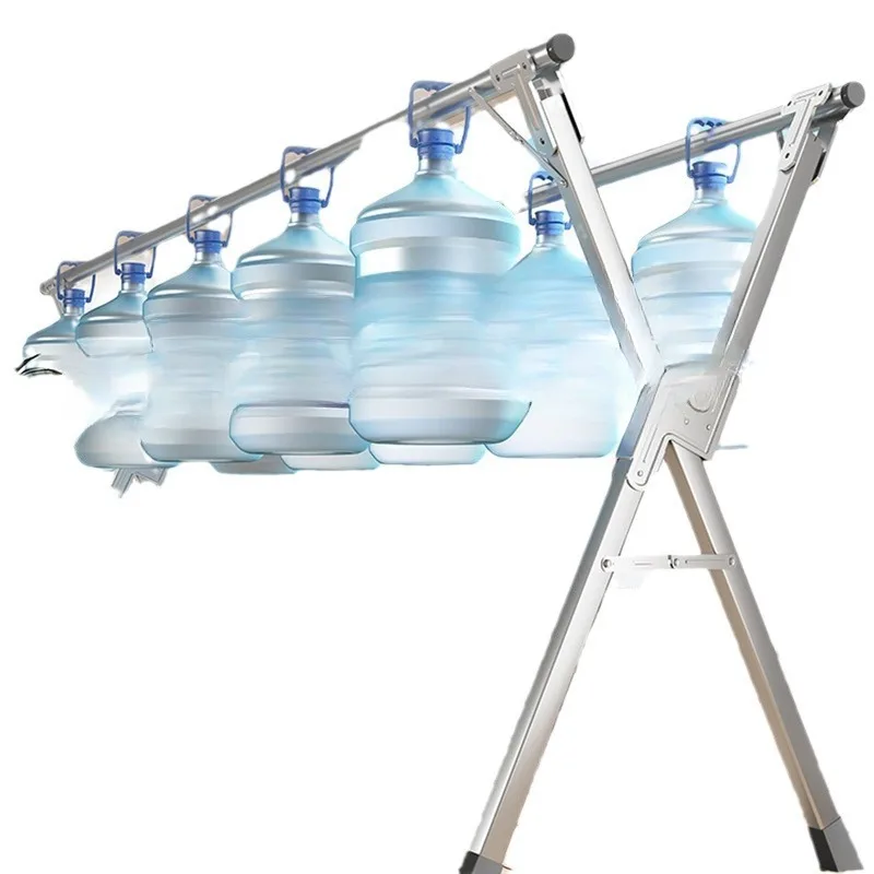 Stainless steel folding drying rack floor-to-ceiling indoor and outdoor balcony bedroom cooling rack