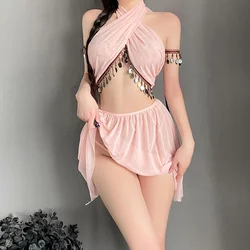 Ancient Persian and Egyptian Cosplay Costumes Unleash Inner Seductress with Exotic Crop Top and Skirt Set Women Sexy Lingerie