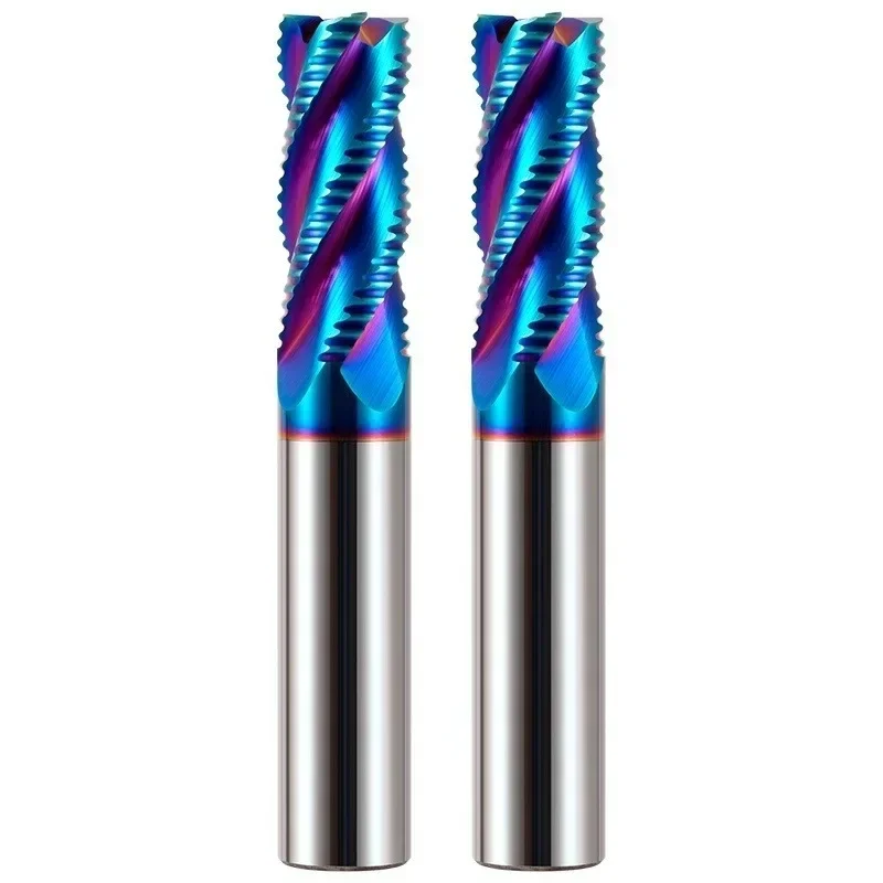 Roughing End Mill Solid Carbide CNC Machining 3 Flutes 4 Teeth for Metal Steel Iron Aluminum MDF Acrylic Wood Copper Plastic
