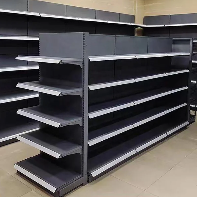 Heavy Duty Steel Single Gondola Double Side Supermarket Shelving Used For Market