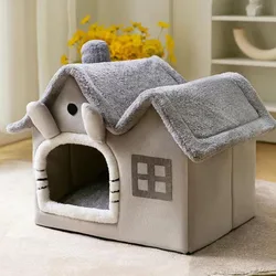 Nido de gato de techo doble, Casa Universal Four Seasons, cama pequeña para perros, suministros para mascotas cálidos, extraíbles y lavables