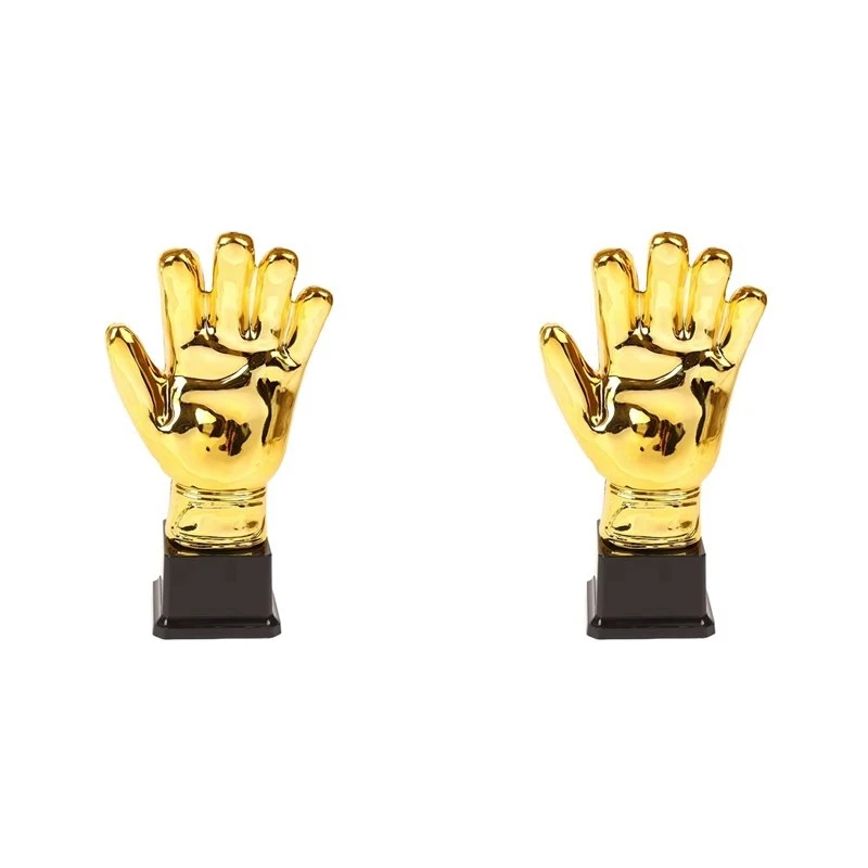【price-drop-】2x-football-trophy-goalkeeper-trophy-gloves-shape-large-gold-trophy-cup-for-match-sports-spelling-bee