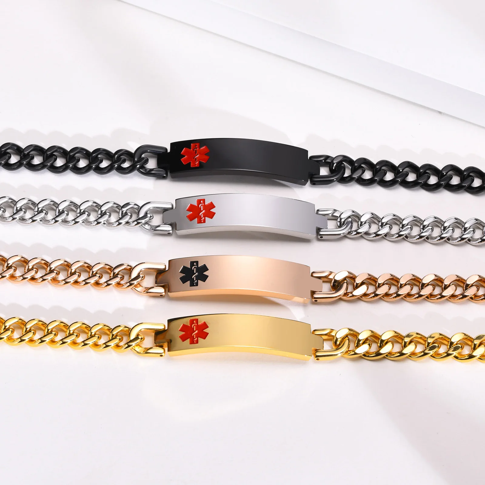 Vnox Free Custom Engraving Medical Alert ID Bracelets for Men Women,Anti Allergy Stainless Steel Emergency Outdoor Jewelry