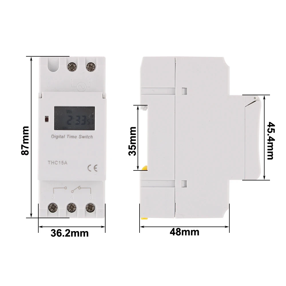 1pc Electronic Weekly 7 Days Programmable Digital Timer Switch Relay Control 220V 230V 8A 10A 16A Din Rail THC15A