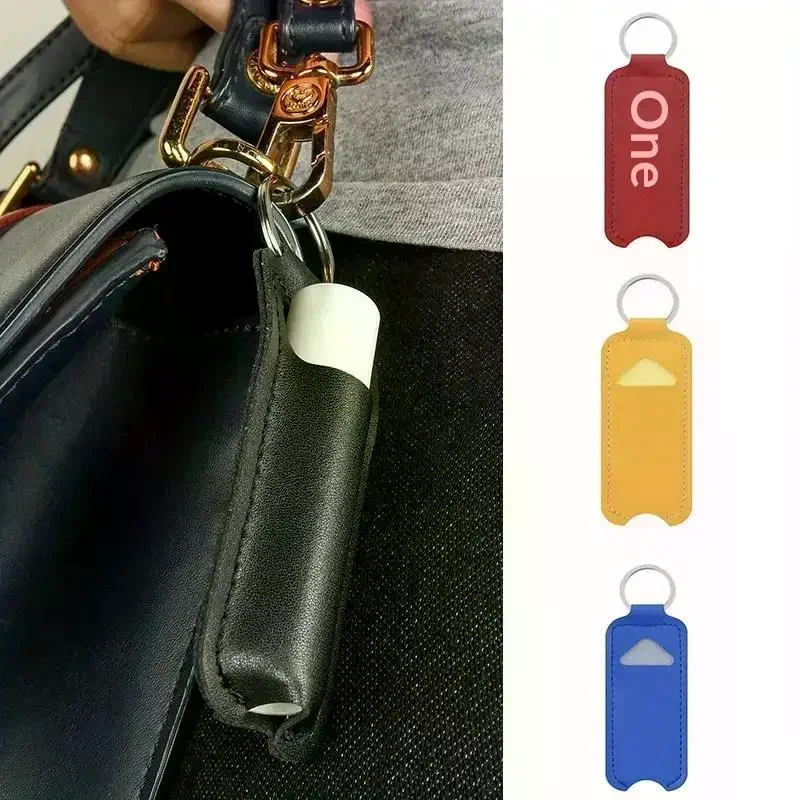 

Pu Leather Chapstick Pouch Keys Ring Lipstick Lip Gloss Bag Keychain Holder Portable Lip Balm Bottle Packaging Cover Key Ring