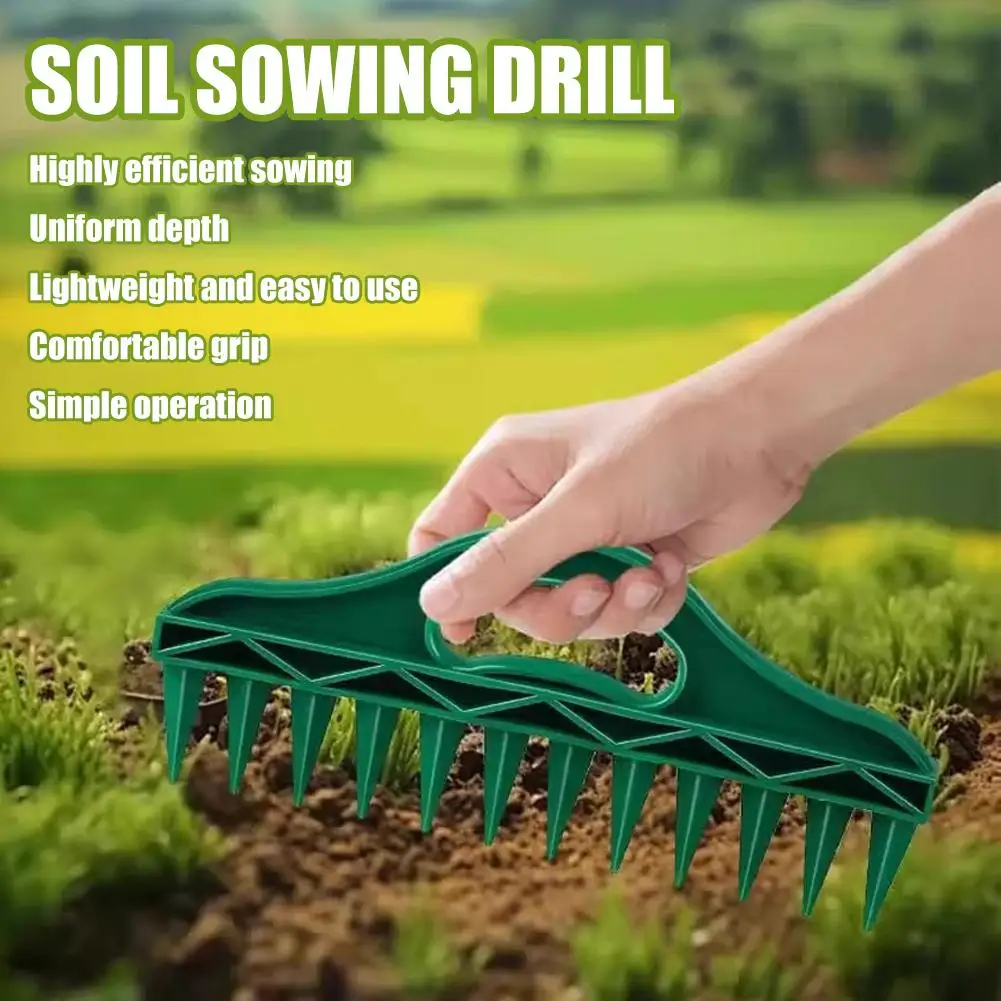 12-Hole Soil Sowing Drill Gardening Manual Soil Portable Seeds Spacer Soil Puncher for Planting Seeds Soil Loosening Garden