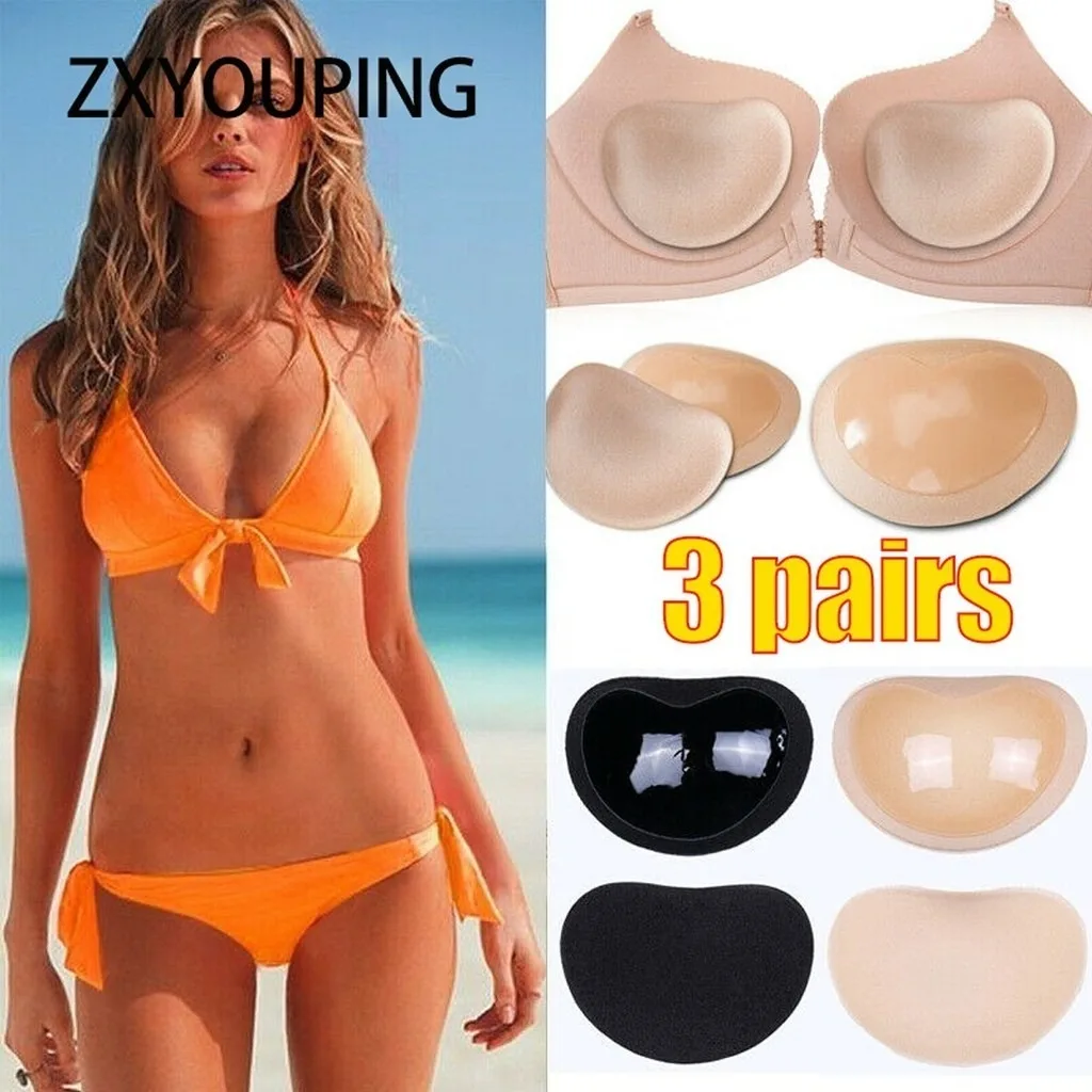 ZXYOUPING 3 pairs of women's silicone breast pads invisible self-adhesive breast pads waterproof push-up bra pads