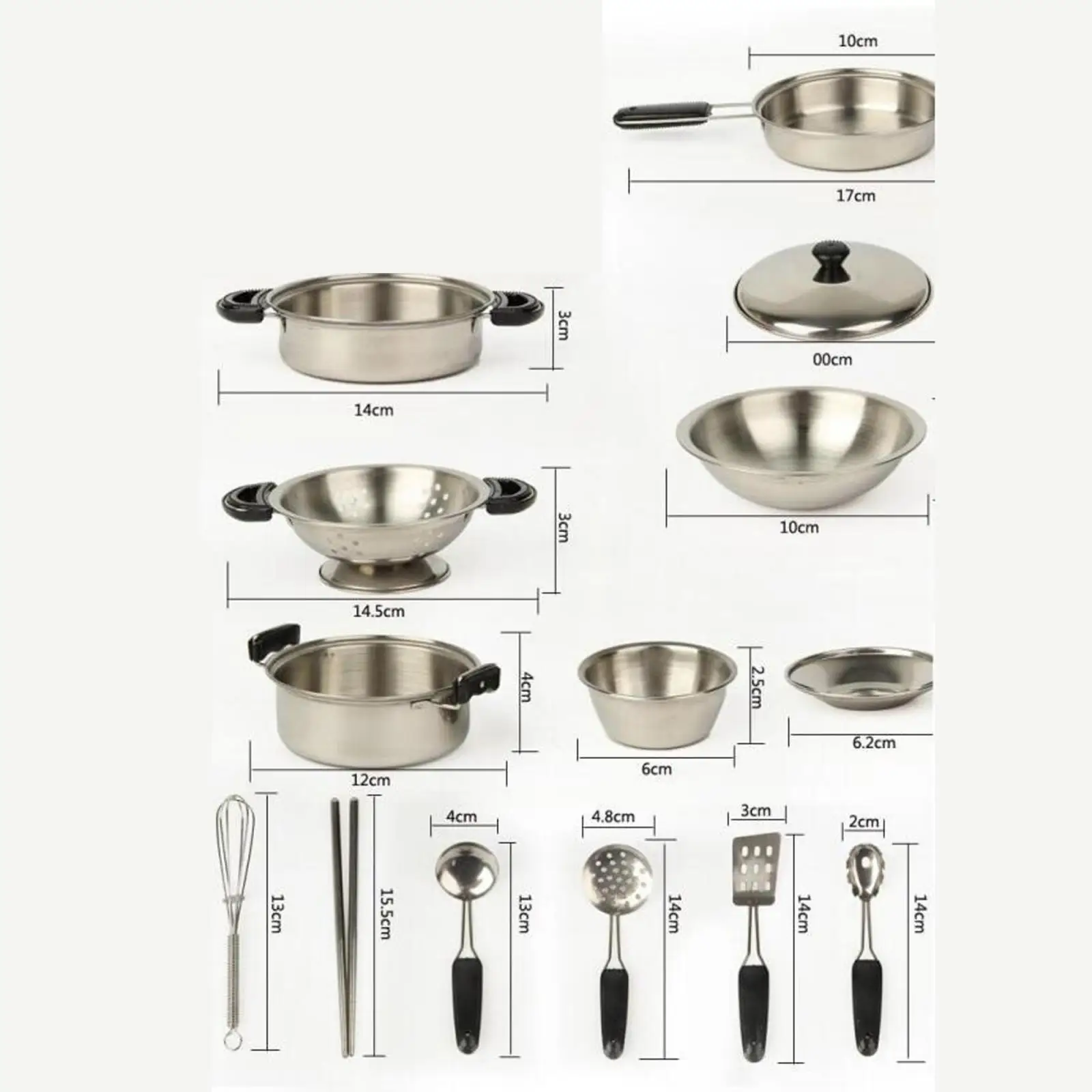 

20 Pcs / Set Kitchen Pretend with Stainless Steel Cookware Pots And