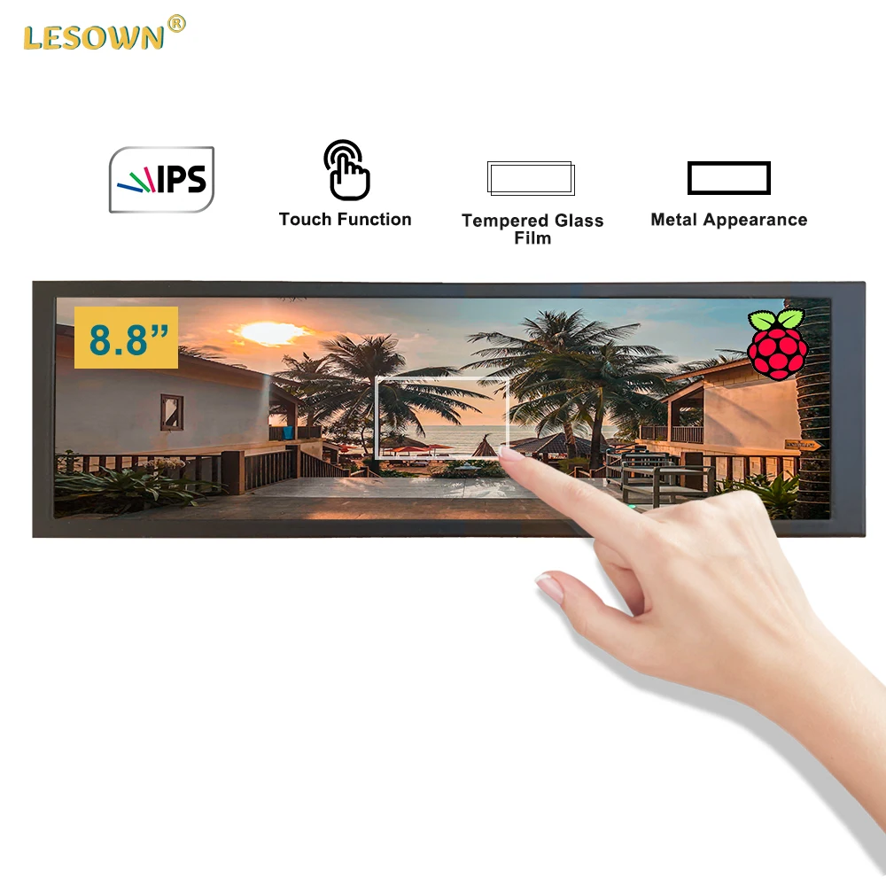 

14.1 8.8 inch Touch Screen 480x1920 Long Strip Portable Monitor Stretched Bar Second Laptop Screen Extender Aida64 HDMI Display